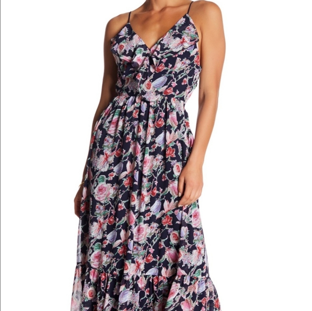 ADELYN RAE blue floral maxi dress, size M